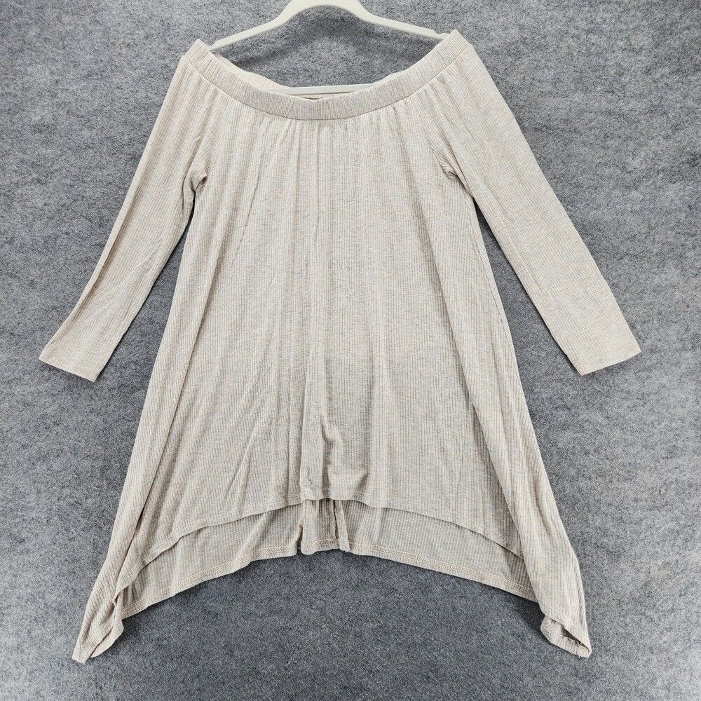 Red by BKE Shirt Womens Medium 3/4 Sleeve Tunic Off Shoulder Beige